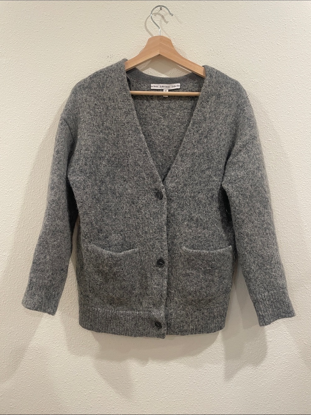 & Other Stories Wool Alpaca Blend  Gray V-Neck Button Cardigan Sweater Small